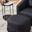 Fauteuil demi-tonneau pivotant en lin avec repose-pieds-733757791