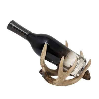 Rustic Antler Wine Bottle Holder–Handcrafted Faux Resin Deer Antler Wine Bottle Holder