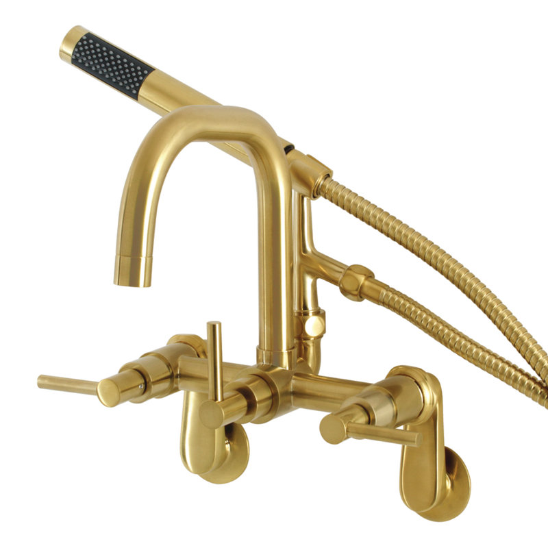Kingston Brass Concord Wall Mount Clawfoot Tub Faucet, Brushed Brass, Lever