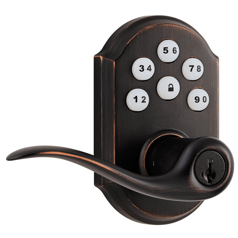 Keyless Electronic Door Lever, Venetian Bronze