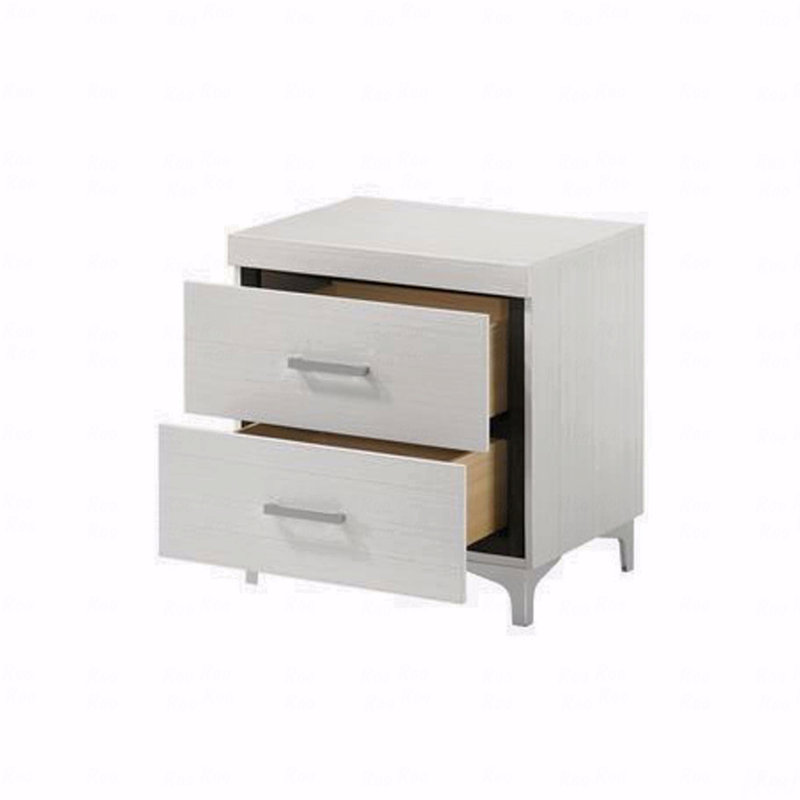 2-Drawers Bedroom Nightstand With Metal Legs