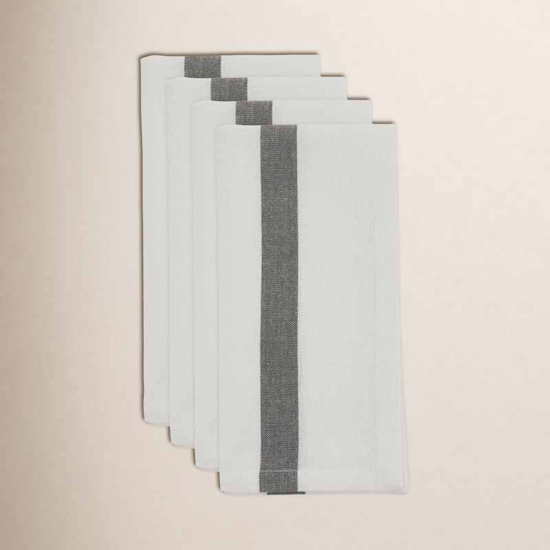 Ensemble de serviettes en coton 4 pièces Poyen, Blanc