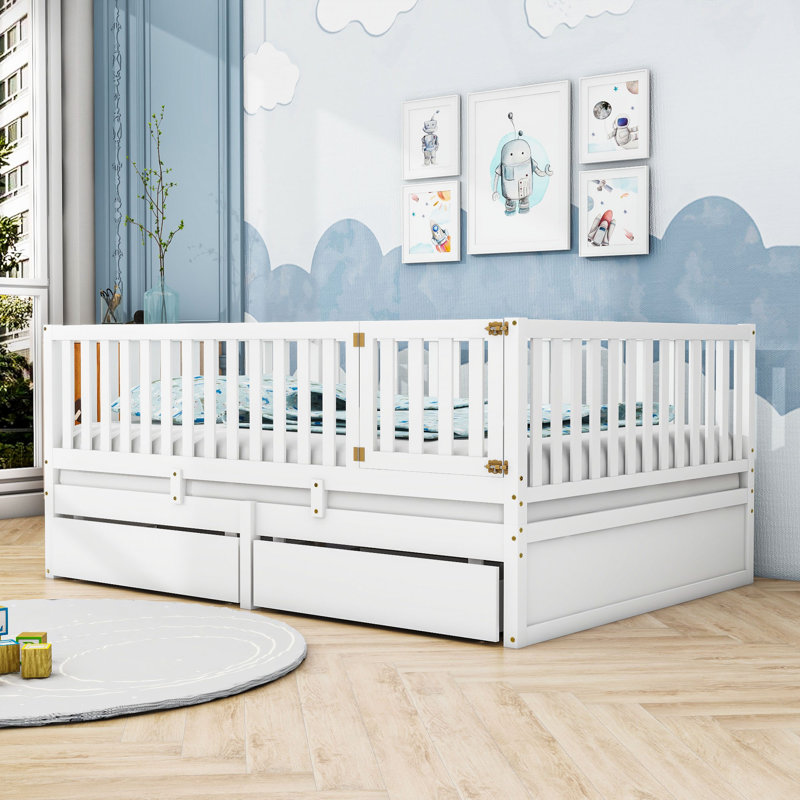 Lit plateforme avec rangement Yisroel, Blanc, Simple