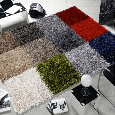 Shaggy Grey/Brown/Red Rug