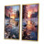 «Winter Sunset Snowfall», 2 pièces sur toile-11739930-11739927
