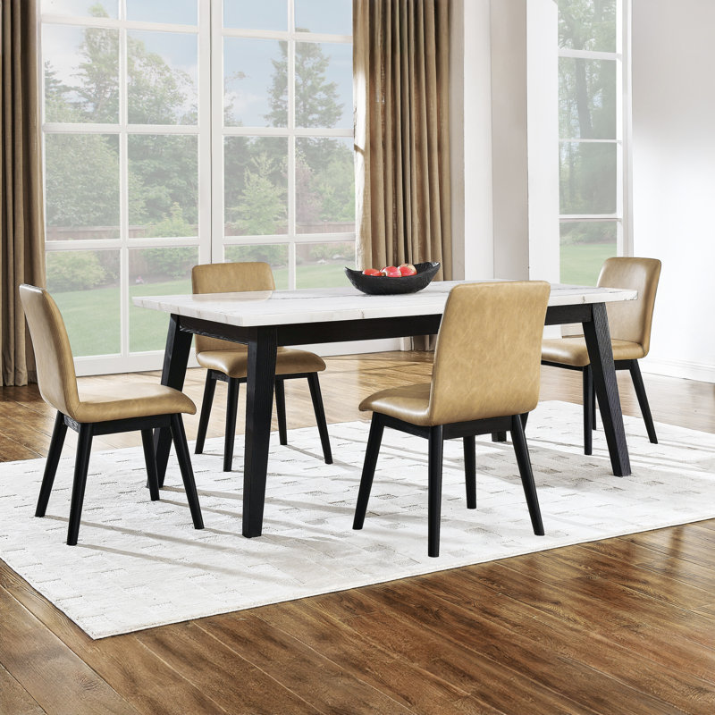 Vida Genuine Marble Dining Set, 5 Pieces: Table, 4 Chairs