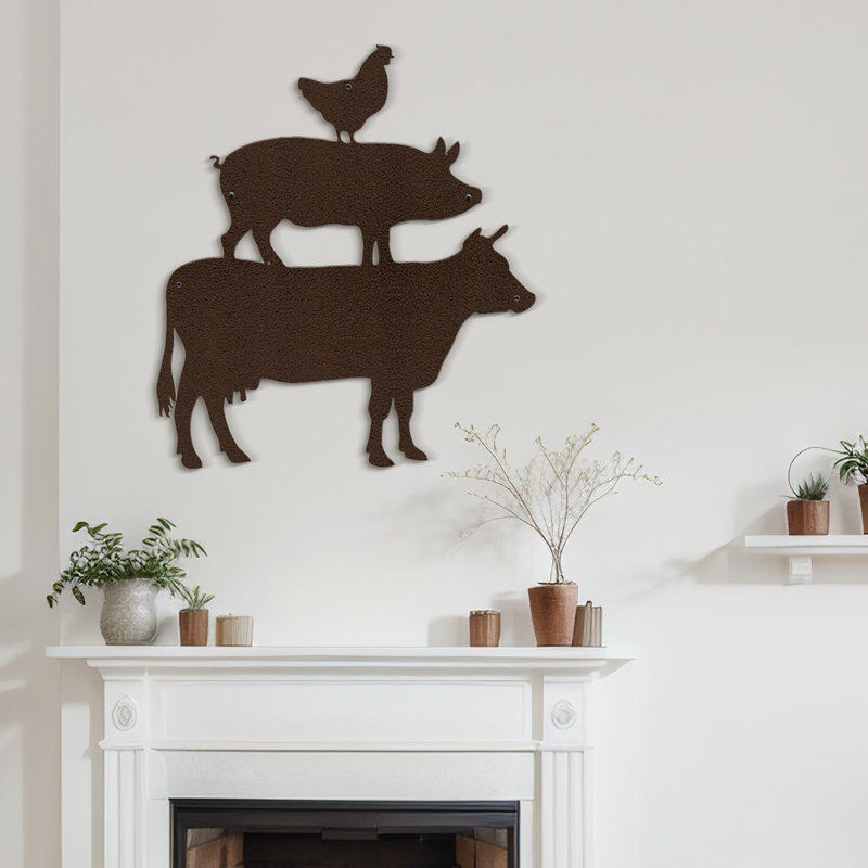 Décoration murale en métal, H 24 po x l 24 po x P 0,05 po, Bronze