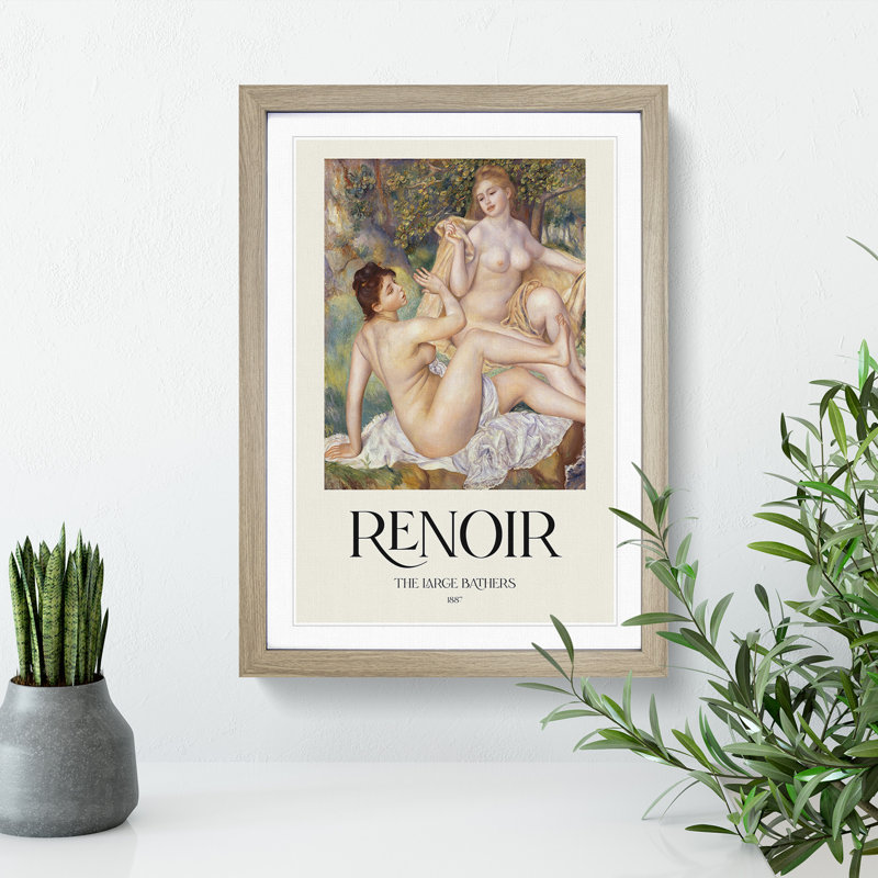 The Large Bathers by Pierre-Auguste Renoir - Picture Frame Painting, 65cm H x 48cm W x 2cm D, Oak Framed