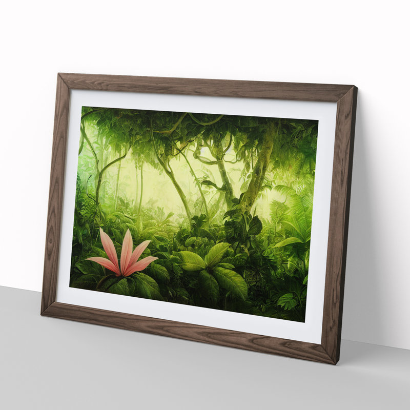Jungle Plants Vol.1 - Single Picture Frame Print, Walnut, 46cm H x 64cm W x 2cm D