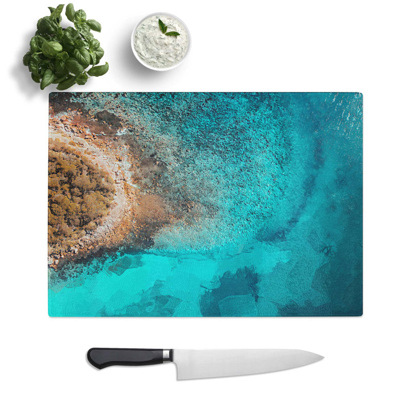 Glass Edge of The Ocean Chopping Board, 28.5 cm W x 20 cm L