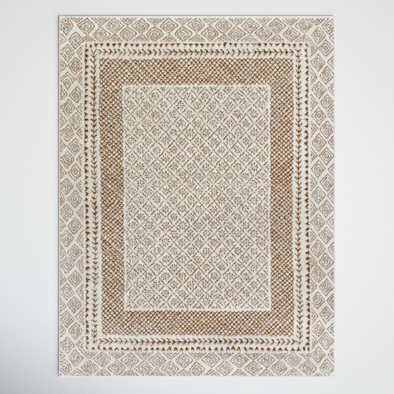 Tapis brun tissé à la machine Calvo, Rectangle 9 pi 2 po x 12 pi