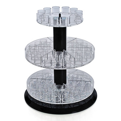 Présentoir de testeur rotatif à trois niveaux H 13,5 po x 11 po de diamètre - fente ronde de 1 po de diamètre