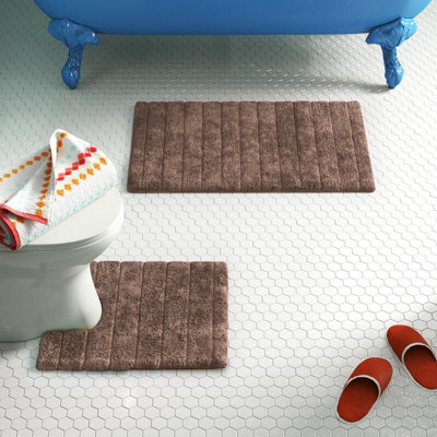 Linear Ribbed Two Piece Bath Mat Set