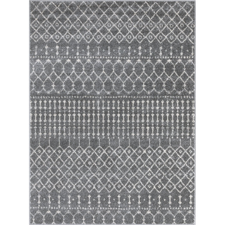 Gazaway Diamond Grey Moroccan Trellis Area Rug
