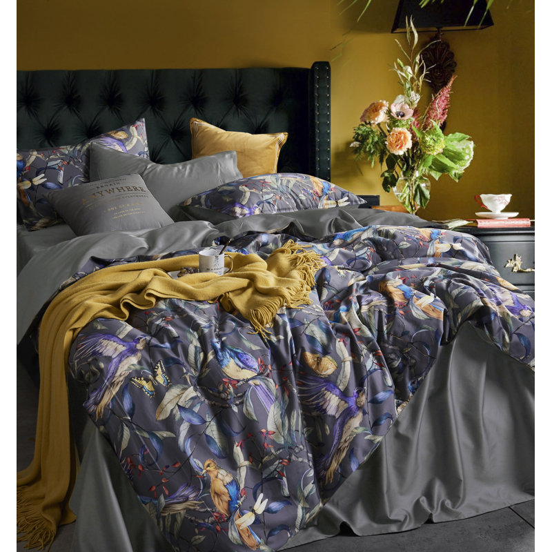 Fauna Birds Sateen Duvet Cover, Twin