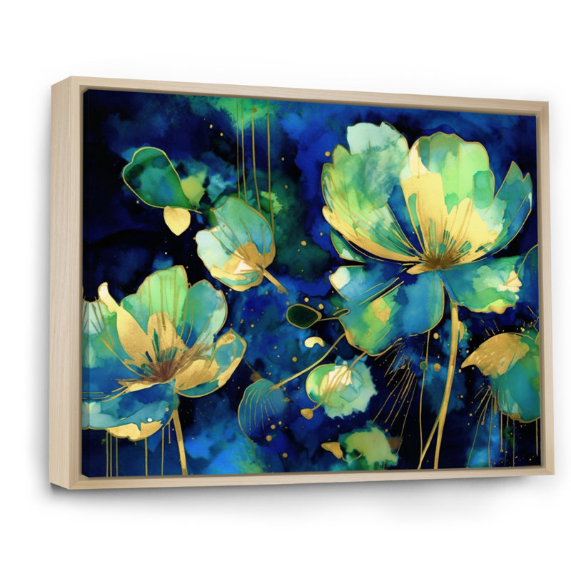 Étang de lotus vert sur toile, H 30 po x l 40 po x P 1,5 po, Toile naturelle