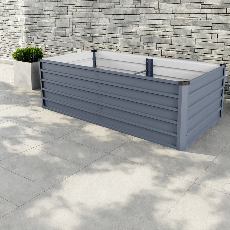 Deep Root Planters, Galvanized Metal 70.9in Modern Raised Bed For Home