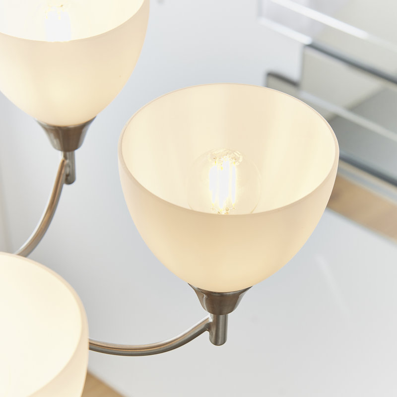 Barium 5 - Light Shaded Chandelier, Satin Chrome
