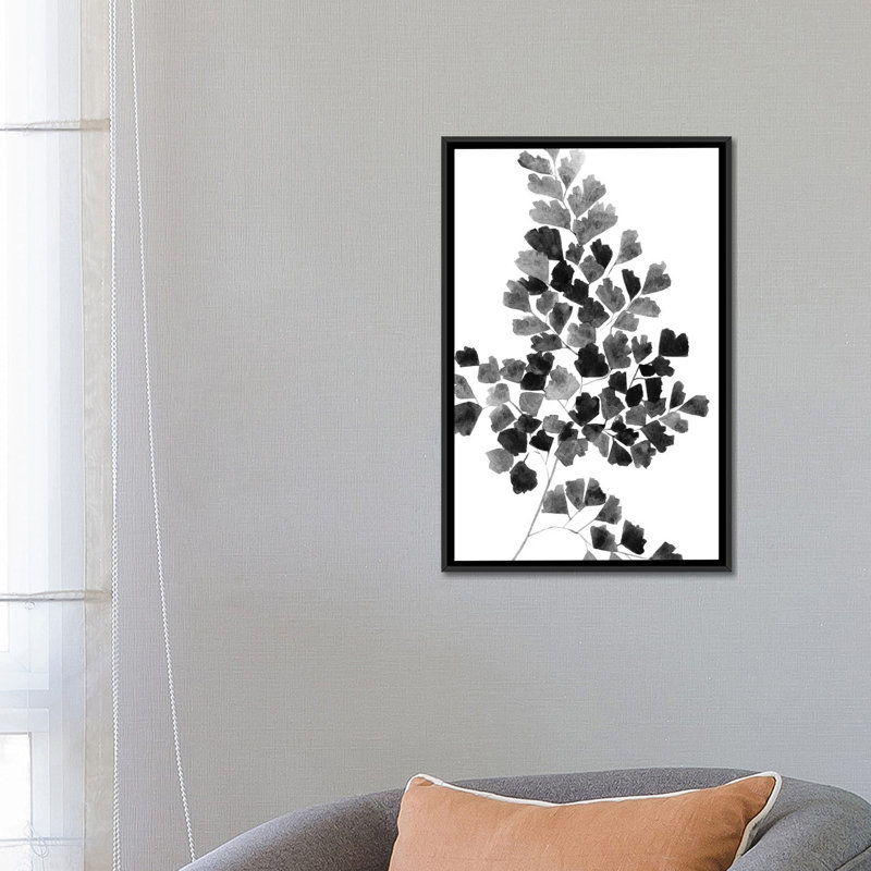 «Black Fern» - Impression sur toile tendue, H 26 po x l 18 po x P 1,5 po, Toile avec cadre noir, Pas de tapis