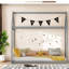Charmants lits simples en bois avec motif de maison pour enfants, gris