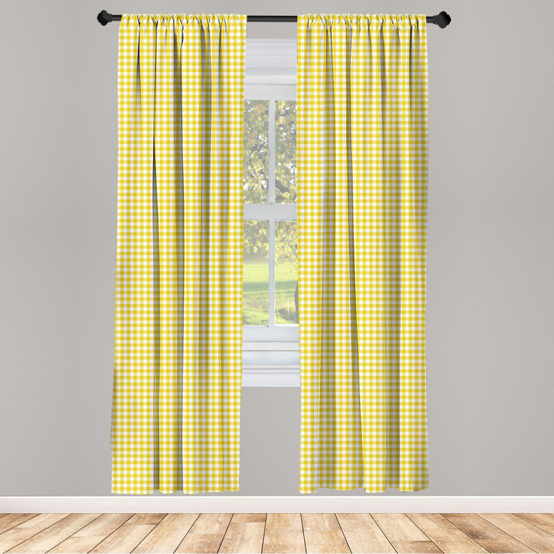 Abstract Semi-Sheer Rod Pocket Sliding Panel, 28" x 95", Yellow