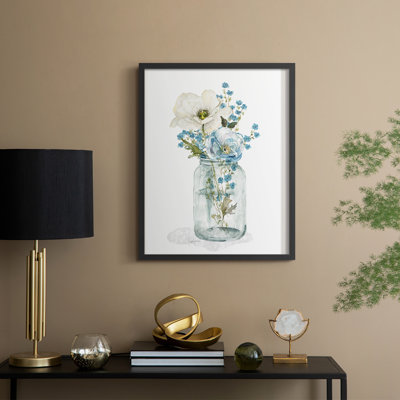 Mason Jar Blues I Framed Print - Solid Wood