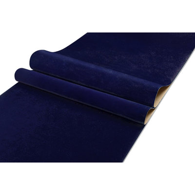 Velvet Wallpaper Self Adhesive Dark Blue Wallpaper For Living Room Velvet Flocking Lining Paper For Wall Drawers Jewelry Box Vintage Plain Blue Sticky Back Wallpaper 44.5Cm×2M