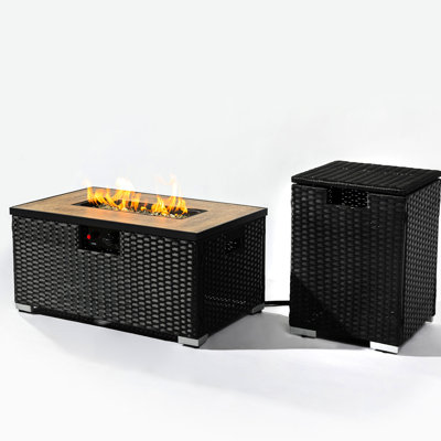 Fire Pit Table With Propane Tank Holder, Ceramic Tile Top, , Dark Gray, 31.49 In. Depth Pe Table, 15.19 Height, 22.44 Package Width, 95 Lb