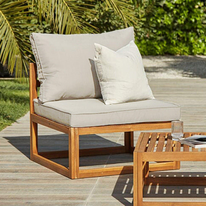 Rimasha Wooden Garden Armchair with 2-Seater Sofa & Coffee Table Set, Natural, No