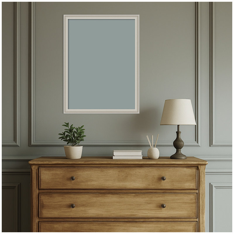 Tableau d'affichage en lin encadré en tissu, Bleu pastel, Argent Florence, H 26 po x l 20 po x P 1,25 po