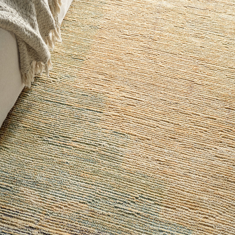 Tapis oriental jaune en mélange de jute tissé à la main Gwin, Rectangle 6 pi x 9 pi
