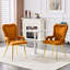 Ensemble de 2 chaises de salle à manger en velours orange avec pieds dorés, chaises d'appoint rembourrées avec accoudoirs pour la salle à manger et la cuisine-2018112302