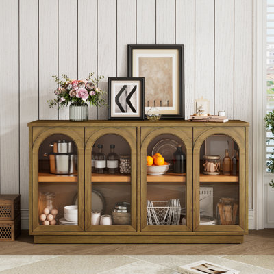 Wooden Horsforth with Arched shape Glass Doors and Adjustable Shelves