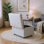 Textured Linen-look Upholstered Ottoman - Natural Organic Design For Modern & Rustic Interiors