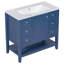 Ensemble de meuble-lavabo 36 po avec lavabo, une armoire et trois tiroirs, bois massif et panneau de fibres à densité moyenne-551427102