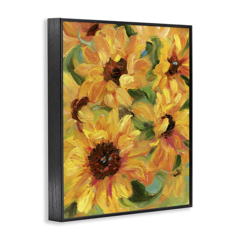 Art de giclée à motif de grappes de tournesol par Sandra Iafrate, H 30 po x l 24 po, Giclée encadrée noir minuit