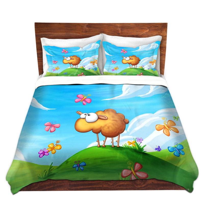  Housses de couette en microfibre bleu Tooshtoosh Wallo the Sheep, Grand lit