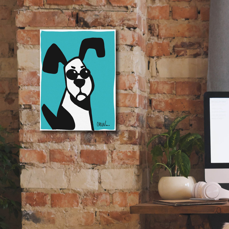 «Dog on Blue» par Irena Orlov, art mural sur toile, H 16 po x l 12 po x P 0,75 po 