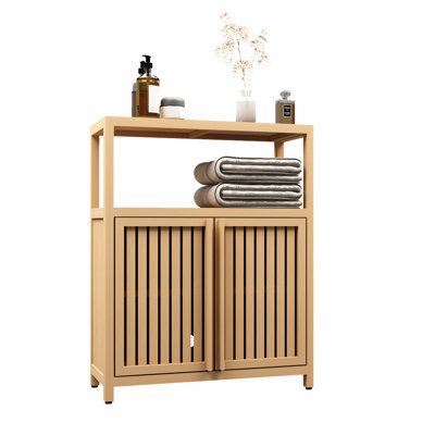 Armoire de rangement pratique pour les tablettes de salle de bain et de salon 2 portes à persiennes