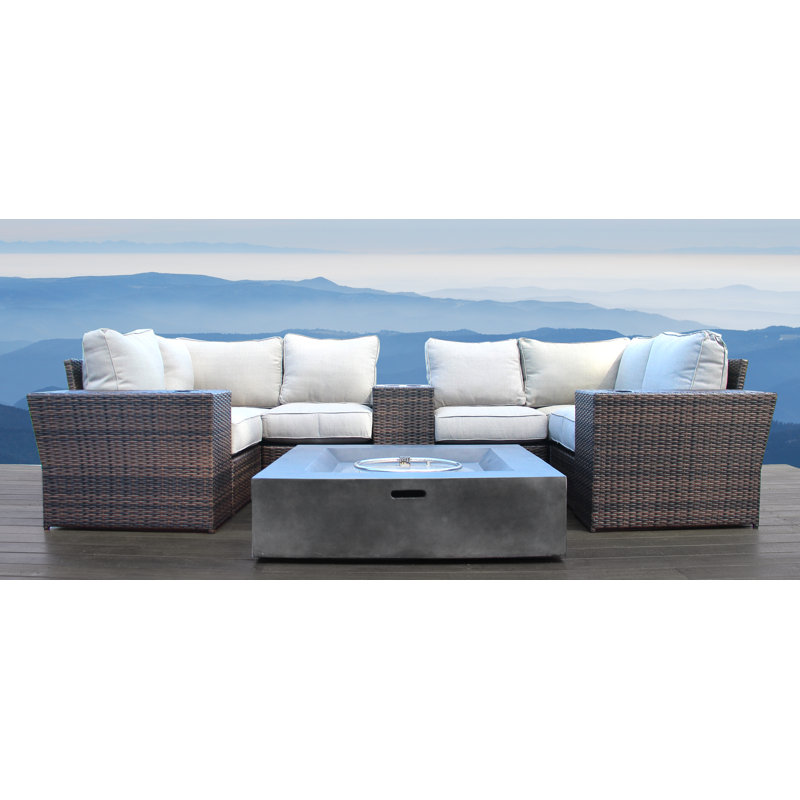 Widener High-Density Polyethylene Wicker Fully Assembled 4 - Person Seating Group with Cushions