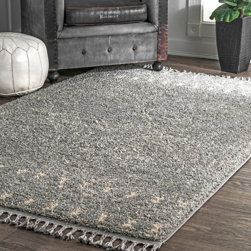 Tapis argent de style Sud-Ouest Croxley, Rectangle 6 pi 7 po x 9 pi