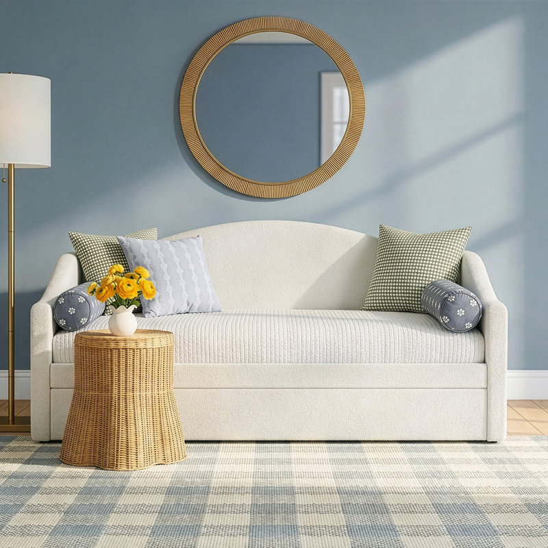 Louise Boucle Upholstered Twin Daybed with Trundle
