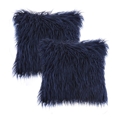 Chrismas Long Faux Fur Collection Faux Fur Reversible Throw Pillow
