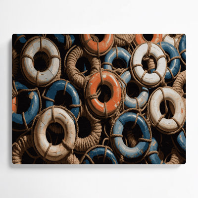 Nautical Life preservers Brown Metal Wall Art