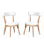 Chaises de salle à manger modernes et rembourrées de 2 avec revêtement beige et bois d'hévéa naturel, rembourrage épais pour les sièges, dossier divisé, espaces convenables, qualité durable, une paire de + naturel, confortable