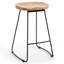 Bar Stools Set of 2 Rustic Counter Stools with Solid Wood Saddle Seat & Metal Legs, Backless Kitchen Island Stools for Breakfast Bar & Home Decor-1183474022