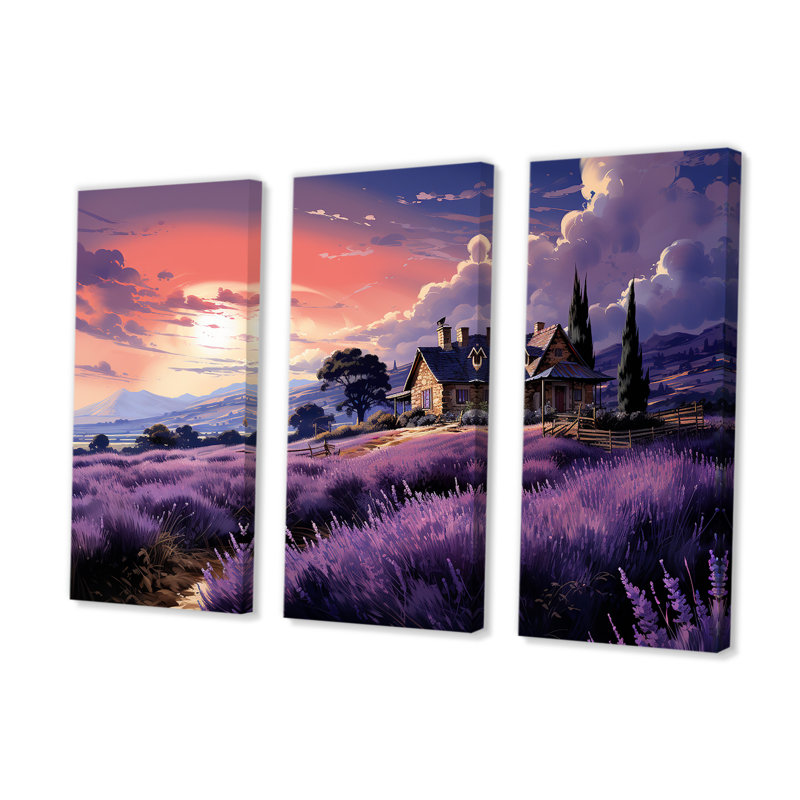 Ensemble d'art mural sur toile Lavande Fields Of Provence II - France, H 32 po x l 48 po x P 1 po