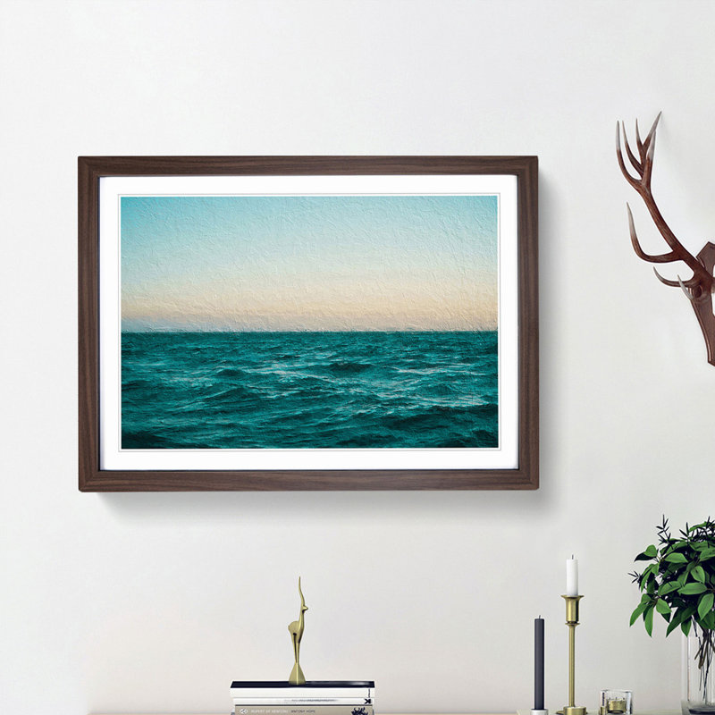 Ocean Stripe - Framed Print, 36cm H x 48cm W x 2cm D, Walnut Framed