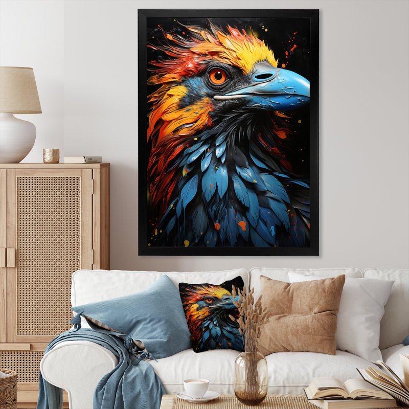 «Enlil Crow Popart Royalty IV», reproduction sur toile, Cadre photo noir, H 20 po x l 12 po x P 1 po