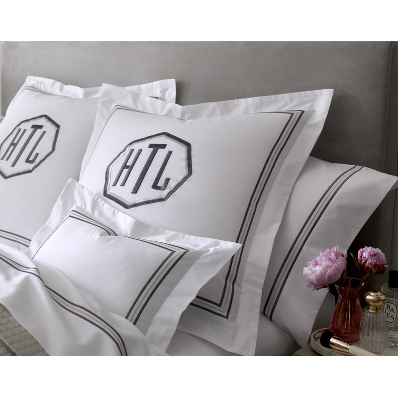 Delancey 500 Thread Count Standard Cotton Percale Sheet Set, White/Gray, King Sheet Set + 2 Pillowcases